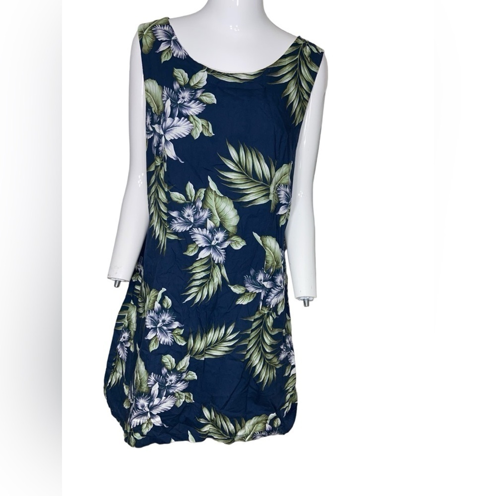 Vintage XL Aloha Republic Hawaiian Sleeveless Women’s Blue Floral Dress